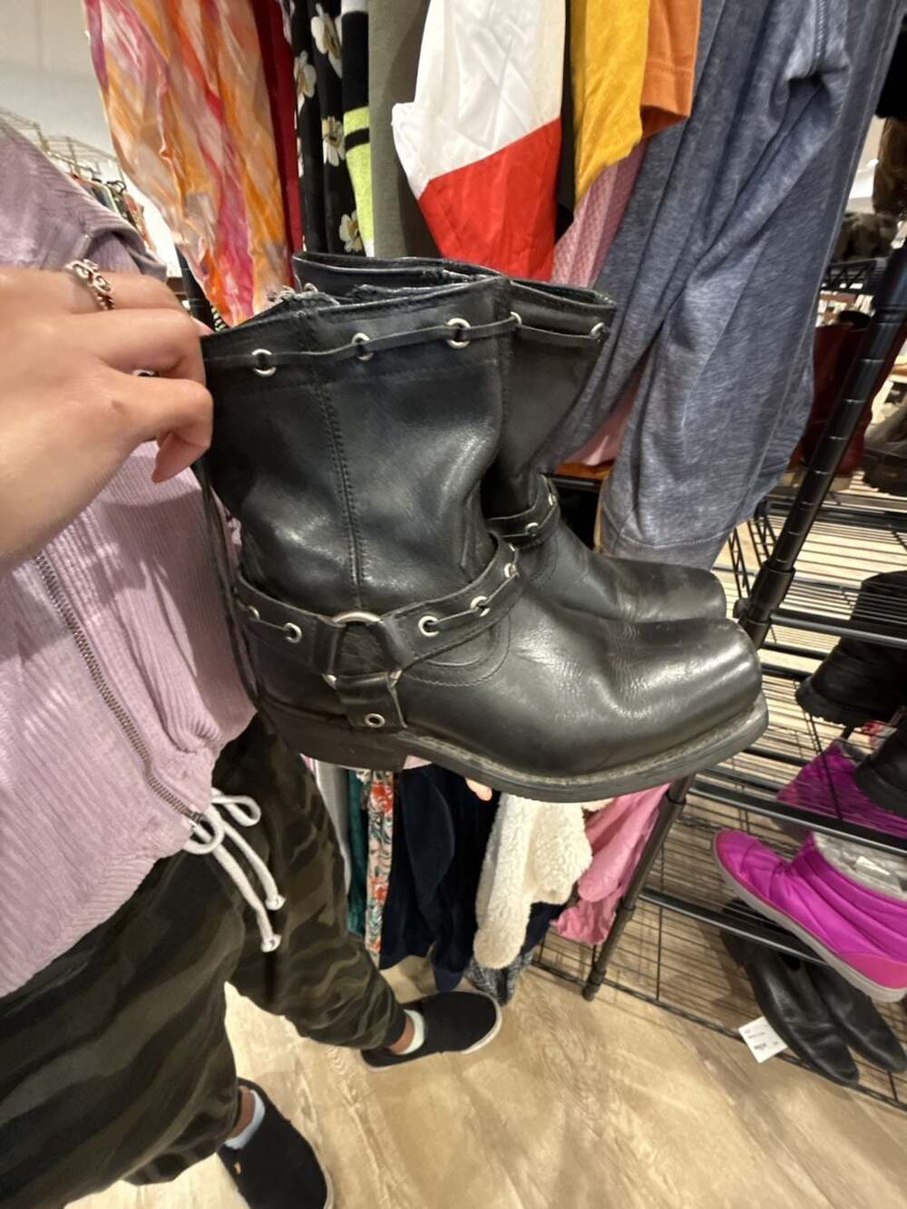 Harley Davidson Black Leather Harness Biker Boots